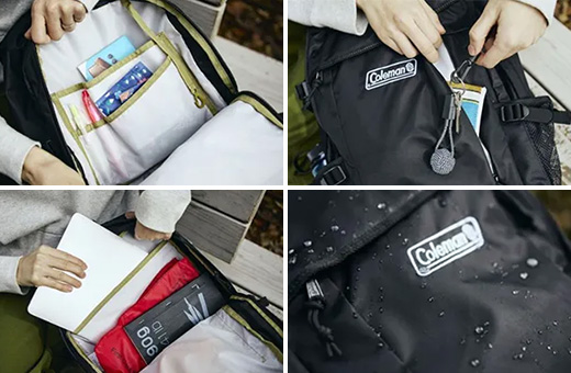 豊富なポケットと撥水加工