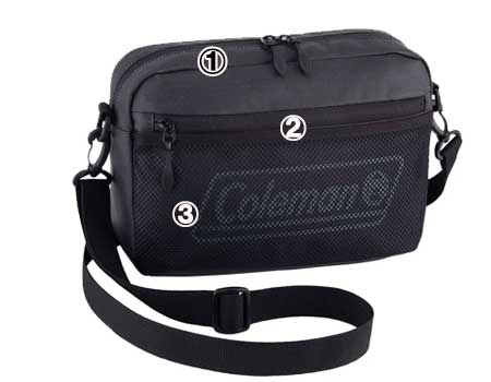 シールドショルダーポーチヘザーブラック外側ポケット