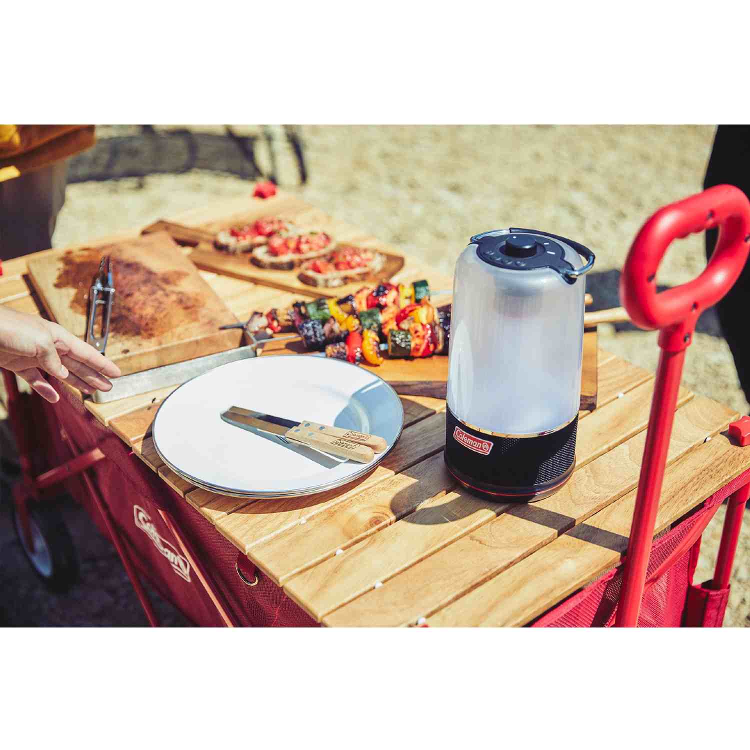 アウトドアワゴンウッドロールテーブル