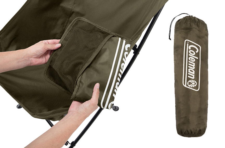 持ち運びに便利なストラップ付収納ケースが付属<br>使用時はサイドポケットの裏側に収納可能