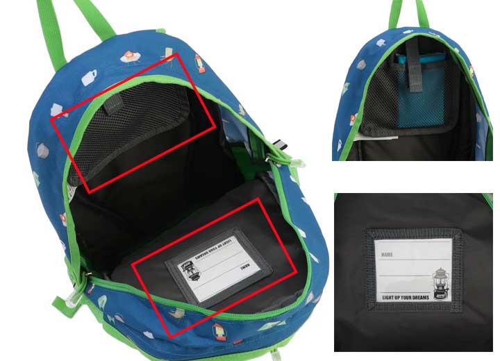 メッシュポケット＆住所等が書けるネームプレート