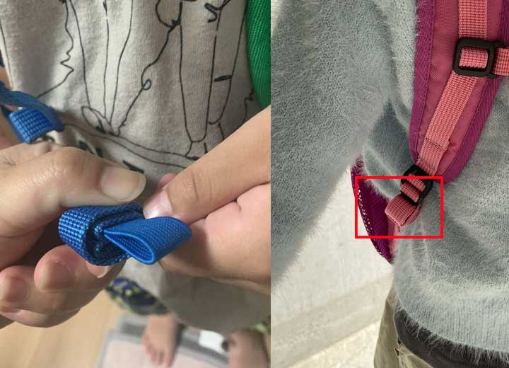 ベルトの余り部分をまとめれば引っ掛けることもなく安心