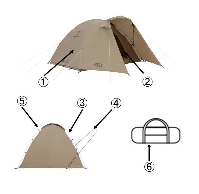 タフドームⅥ/3025(グレージュ)フロントポール
