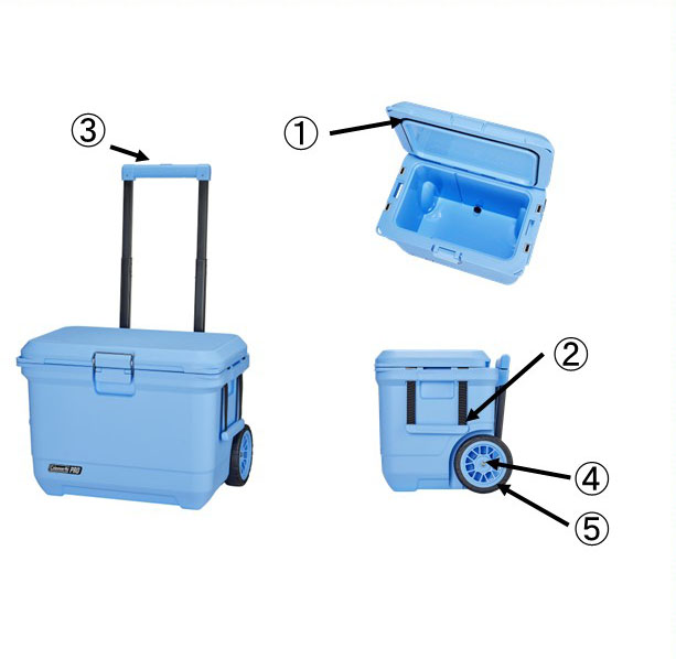 コールマンプロホイールクーラー55QT（デイドリーム）可動式ハンドル