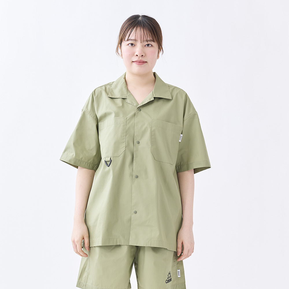ゼロテックス オープンカラーシャツ（カーキ）