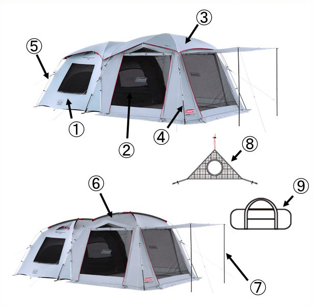 タフスクリーン２ルーム エアー / MDX+用メインポール（リビング側）1本